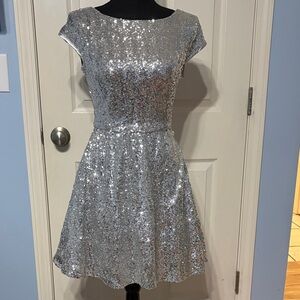 B. Smart Glittering Silver Mini Dress